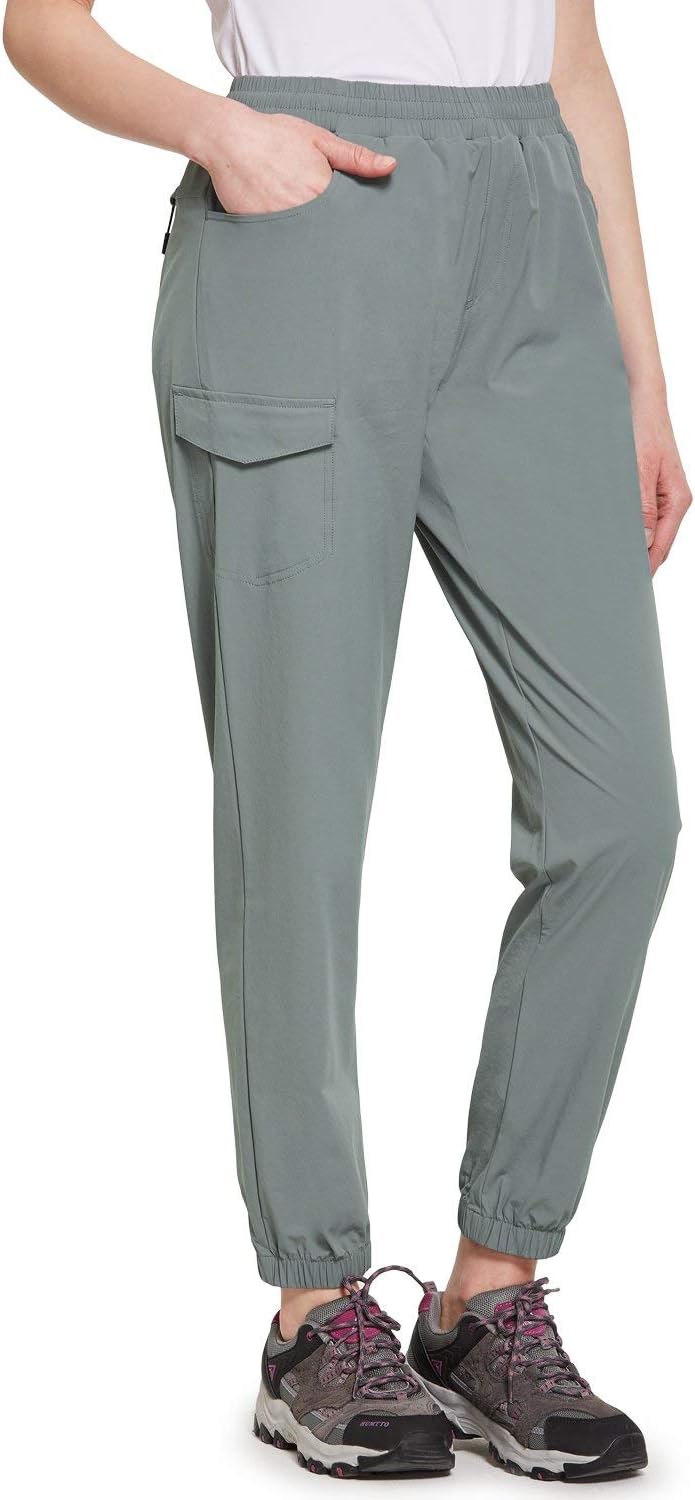 BALEAF Women's Hiking Pants Quick Dry Drawstring Joggers with Pockets Lightweight Running UPF Ankle Capri : Clothing