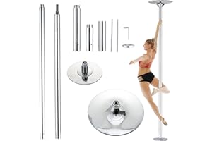 UMEKEN Spinning Static Dance Pole Portable Removable Adjustable 45mm Dancing Pole for Home Exercise Club Party Pub, Dancer Pole for Beginners and Professionals 440lb Weight Capacity
