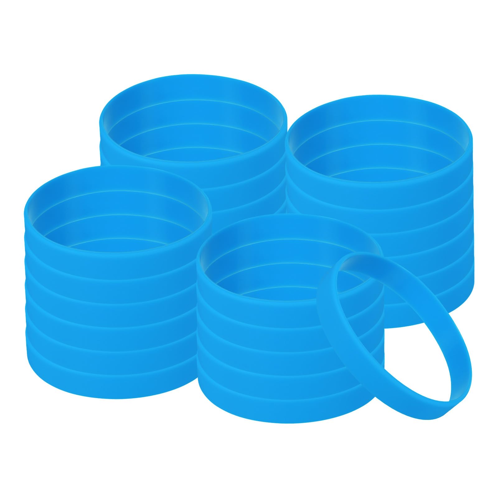 PATIKIL Silicone Bracelets, 24 Pack Colored Rubber Wristbands Blank Stretch Sports Bands for Adults Teen Sports Team Games, Deep Blue