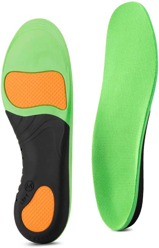 Shoe Insoles for Men Arch Supports Orthotics (2pair) Arch Pain Plantar Fasciitis Feet Insoles Inserts Relieve Flat Feet High Arch Foot Pain for Men Women (Green, (2pair) L: M10-12 / W 11-13 (11.81")): Health & Personal Care
