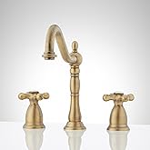 Signature Hardware 900890 Victorian 1.2 GPM Widespread Bathroom Faucet with Pop-Up Drain Assembly - Aged Brass