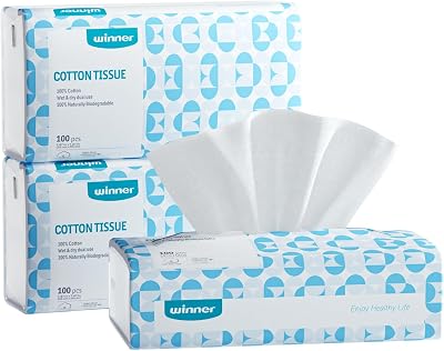 Winner Soft Face Towels 100% Cotton 300 Ct 3 Pack Unscented Biobased