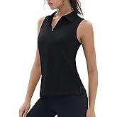 TACVASEN Womens Golf Shirts Sleeveless Racerback Polo Shirt UPF 50+ Zip Up Moisture Wicking Workout Tennis Athletic Tank Tops