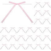 24 PCS Pink Stain Bows for Cake, 5x7 Inch Twist Tie Ribbon Bows for Gift Wrapping, Cake Treat Bags, Balloons, Party Decor, DIY Crafts Wedding Favors Baby Shower Birthday Party Decorations (Pink)