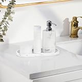 Luxspire White Marble Resin Vanity Tray Oval Storage Organizer 9.84in view 6