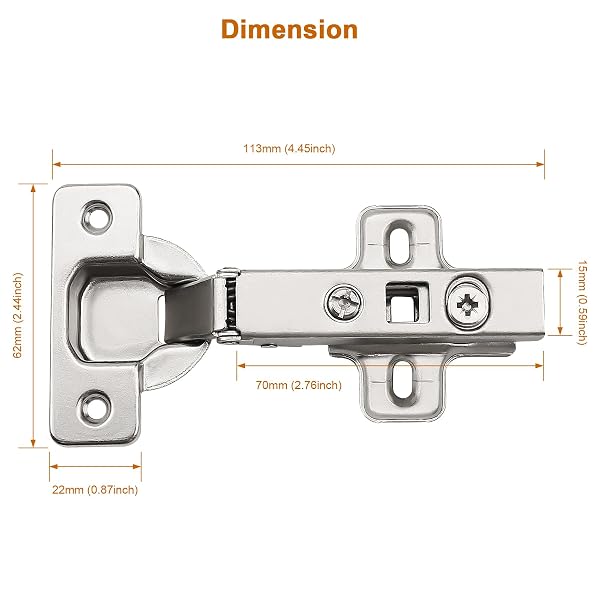 KNOBELITE 10 PAIR (20 PACK) CLIP ON FULL OVERLAY FRAMELESS FURNITURE CABINET DOOR CONCEALED HINGES NICKEL PLATED CABINET HARDWARE