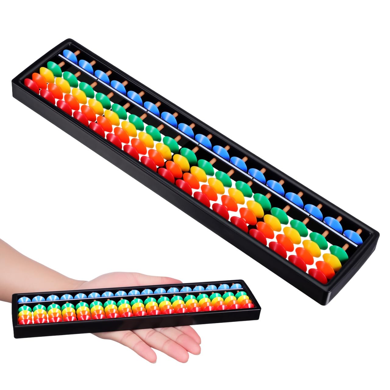 Kisangel Abacus Soroban for Kids and Adults, 17 Digits 5 Beads Plastic Abacus, ABS Colorful Lightweight, Math Learning Tool for School Home, Early Education Arithmetic Calculator