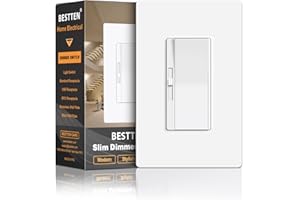 BESTTEN 0-10V Dimmer Light Switch, Low Voltage Dimmer Switch for Dimmable LED Lights, Single-Pole or 3-Way, Screwless Wallpla