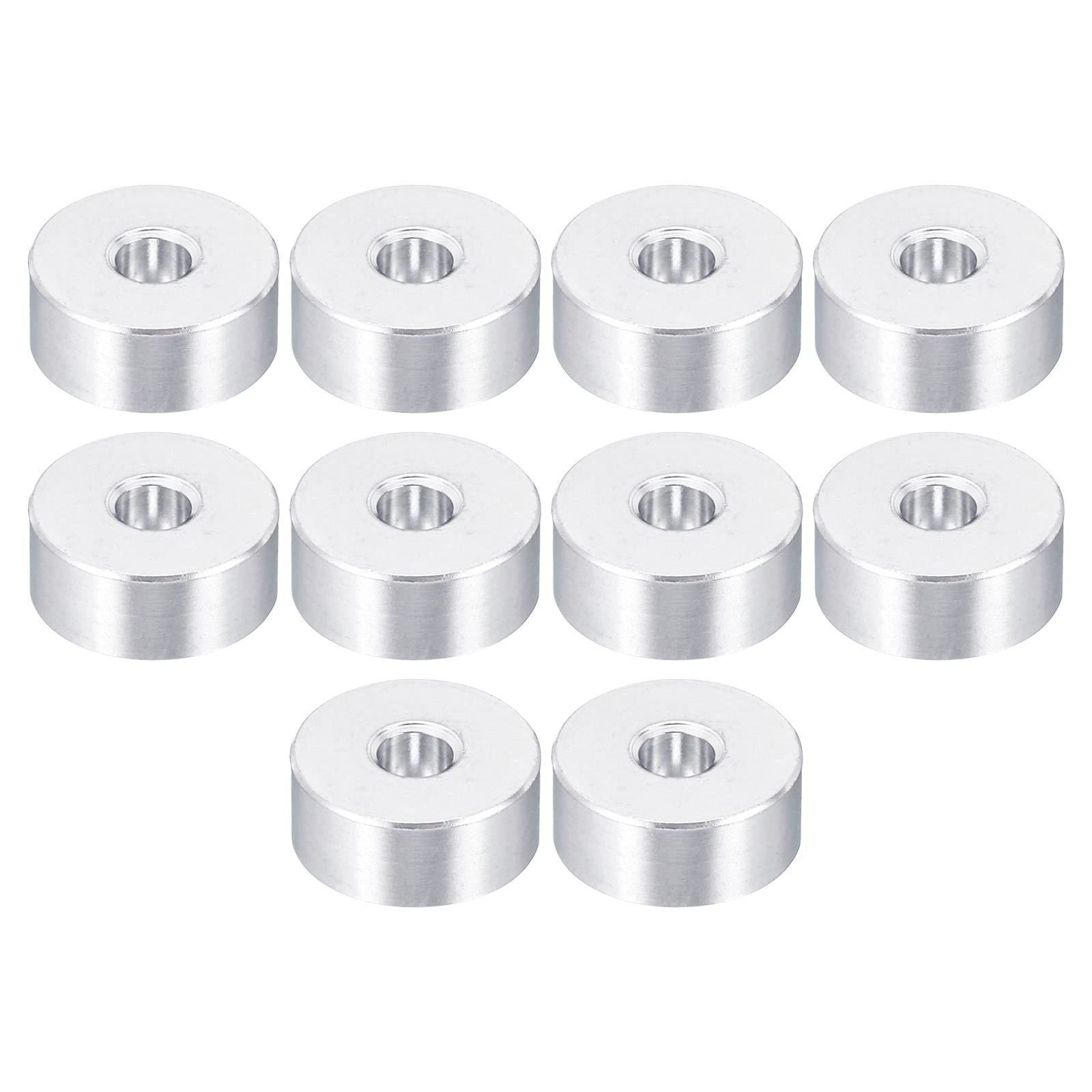 PATIKIL M4 Aluminum Spacer, 10 Pack 4.2mm ID x 14mm OD x 6mm L Metal Spacer Aluminum Round Plain Finish Spacer Screw Standoff for 3/16" or M4 Screw Bolts