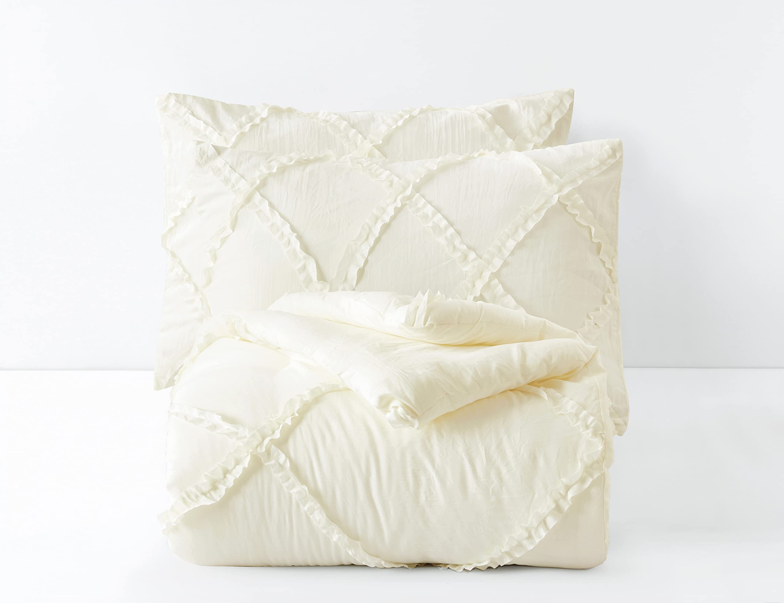 Chezmoi Collection Vivian 3-Piece Diamond Ruffle