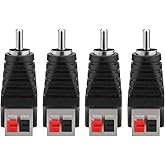 Borsuer RCA to Speaker Wires Adapter, 4Pcs RCA Male to Spring Press Type Terminal Speaker Wire Cable Converter Non-Soldering RCA Jacks