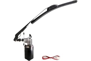 QARMAR Universal 12V Electric UTV Windshield Wiper Motor Kit Fits Polaris Ranger RZR Kawasaki Honda Pioneer Golf Cart, 110 Degree Sweep Wiper Size: Arm: 13.7inch Blade:13.7inch
