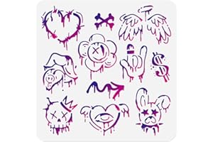 DOODLREAM 30 x 30cm Street Graffiti Wall Stencil Templates, Street Art Reusable Plastic Stencils for Painting on Wood Wall Fl