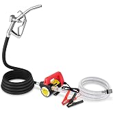 12V Diesel Transfer Pump Kit, 11.9 GPM Electric Fuel Pump with Nozzle Hoses | Portable DC Electric Self-Priming Fuel Extractor Pump for Transferring Diesel, Kerosene, Machine and Transformer Oil