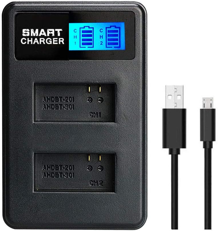 FUGASUN 2 pcs 1600mAh AHDBT-201 AHDBT 201 AHDBT-301 AHDBT 301 Battery with Dual Battery Charger for Gopro Hero 3 3+ AHDBT-301 - Image 5