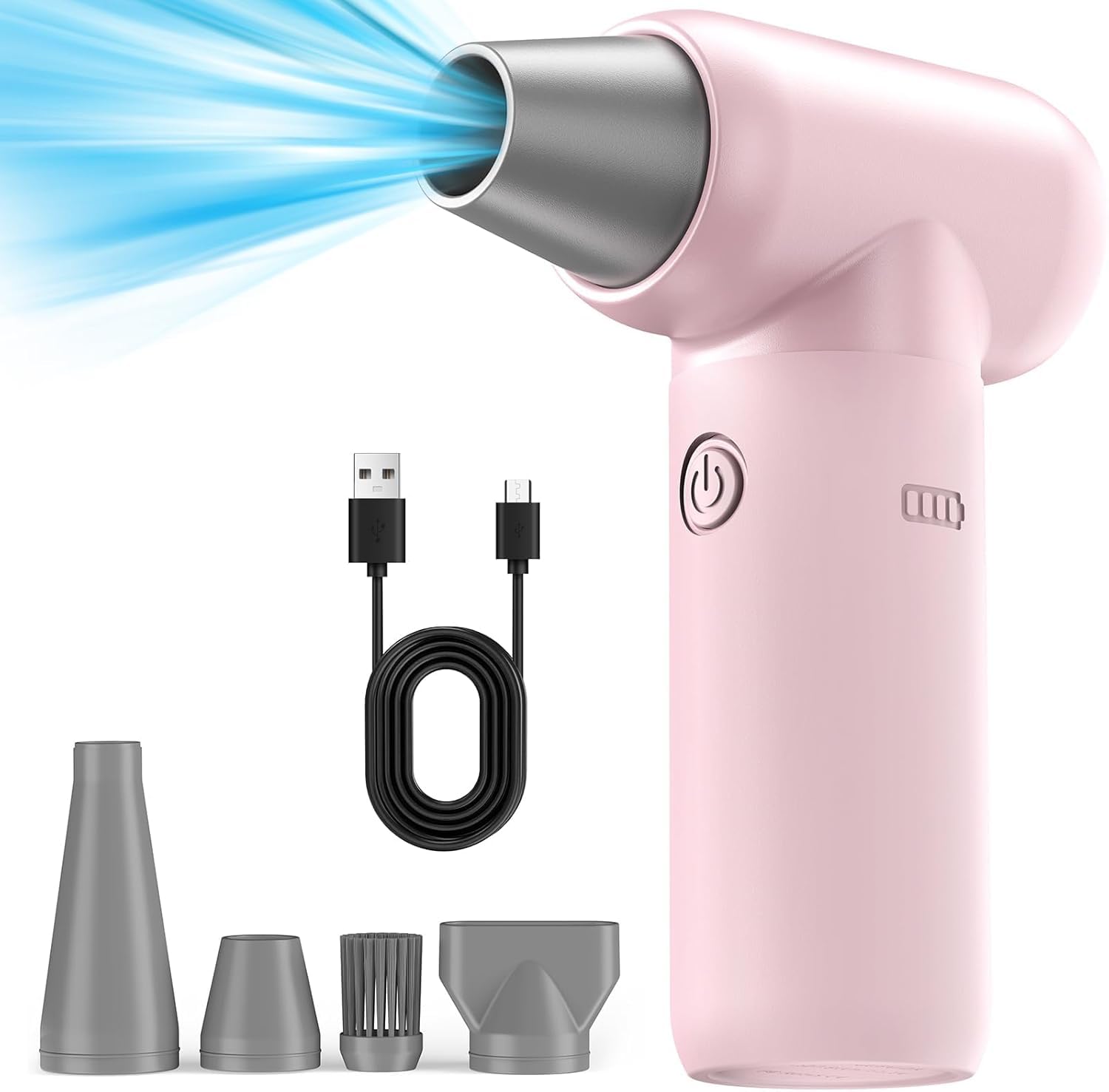 Electric Wireless Compressed Air Dust Removal, 180000 RPM Compressed Air Blower with Auxiliary Lighting/3 Speed Adjustment for Computer, Keyboard, Office, Car