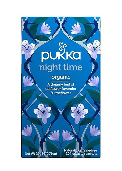 PUKKA NIGHT TIME, ORGANIC HERBAL SLEEP TEA WITH CHAMOMILE, LAVENDER & VALERIAN, 20 TEA BAGS