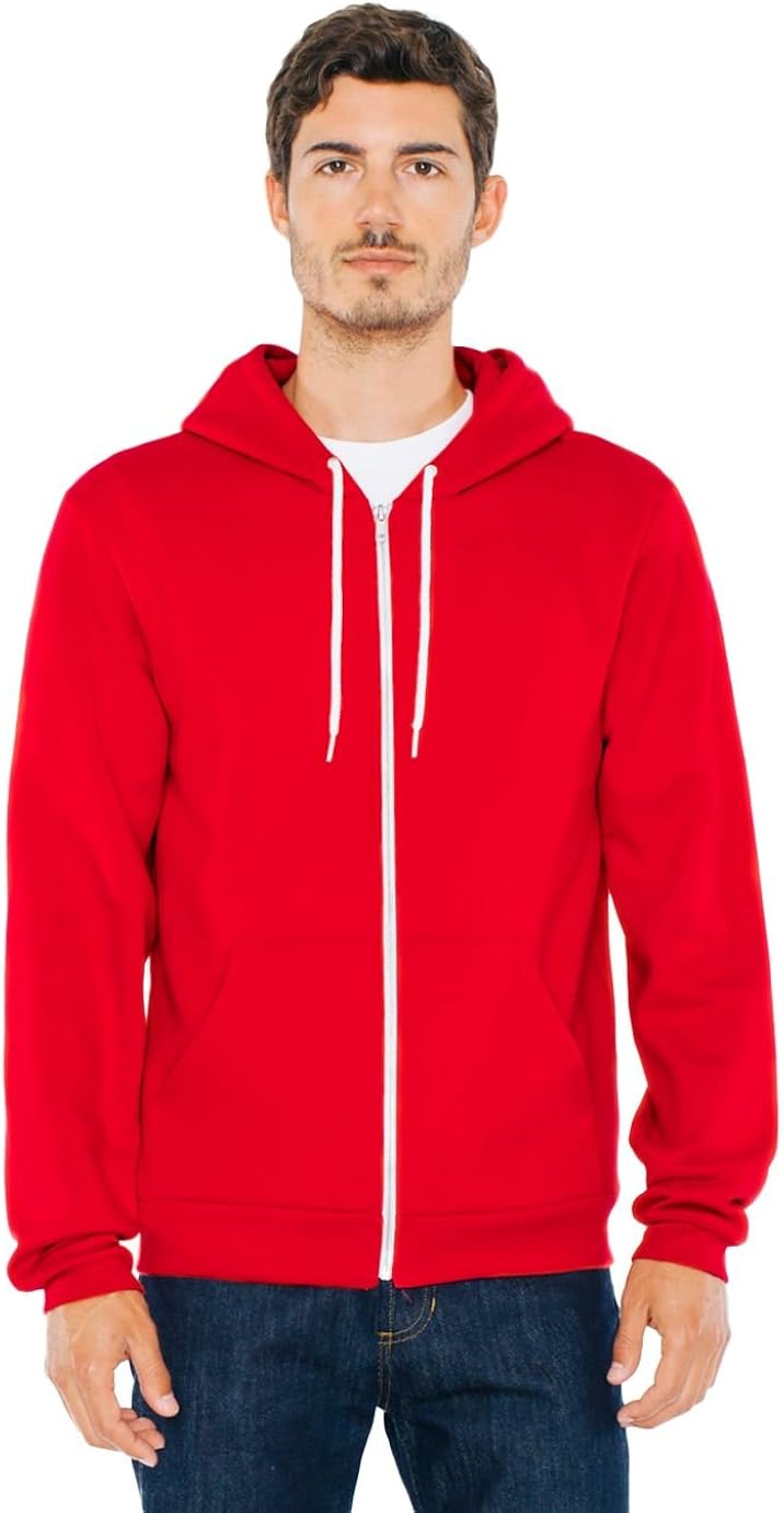 American Apparel Unisex Flex Fleece Zip Hoodie f497 Red M Amazon