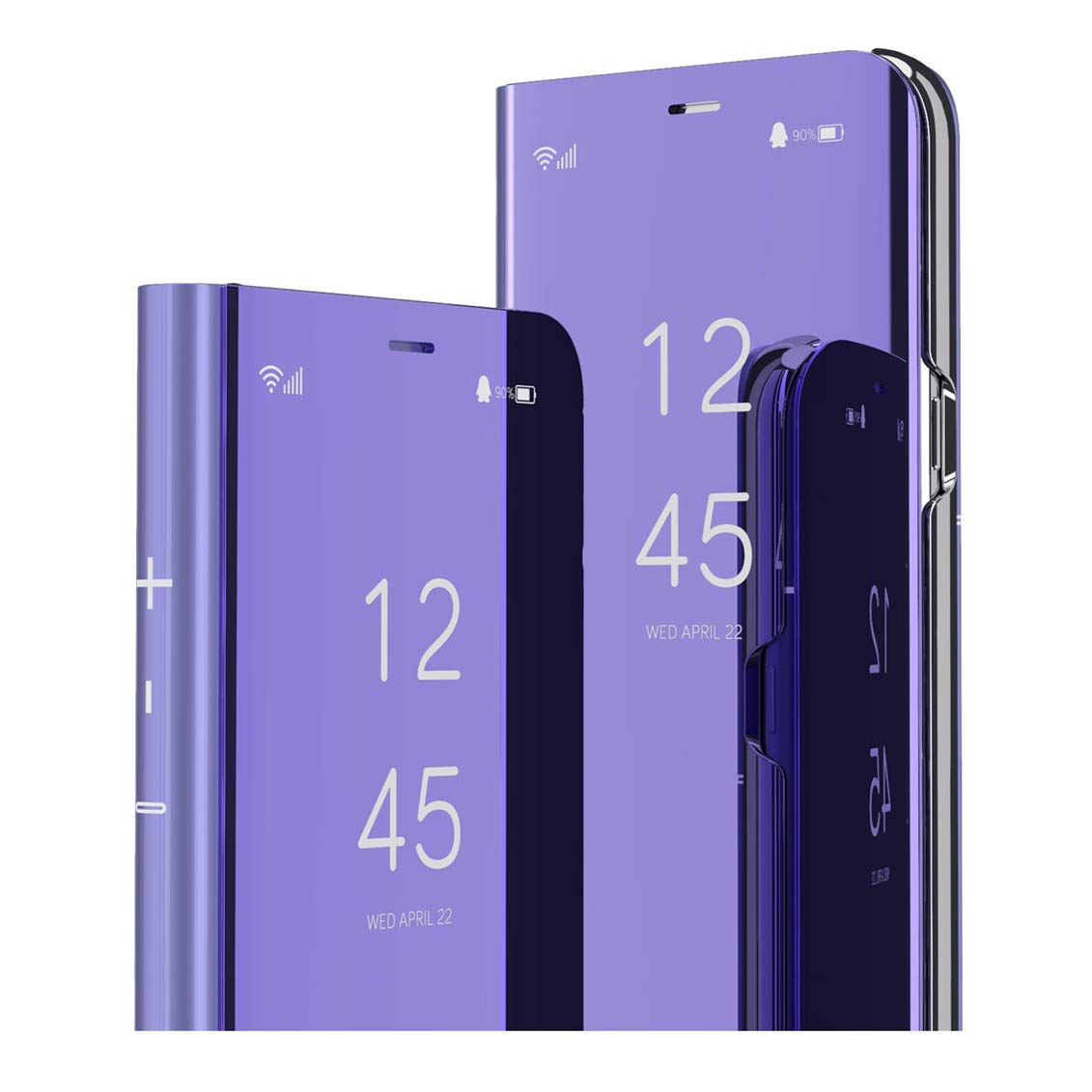 MRSTER Cell Phone Case for Xiaomi Redmi Note 9, Mirror Design Clear View Flip Bookstyle Protector with Kickstand, Purple โ image 1
