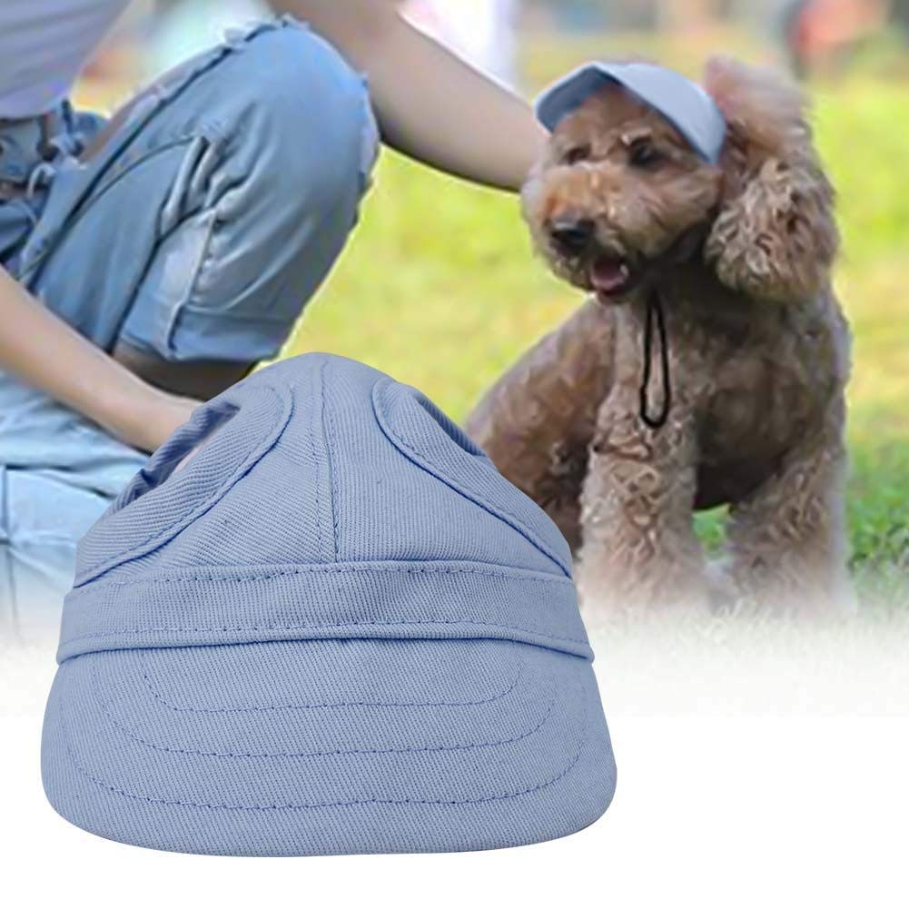 Adjustable Pet Dog Baseball Cap Sport Cap Hat Outdoor Hat Sun Protection Baseball Cap Visor Design Dog Sport Hat with Ear Holes(S-Blue)
