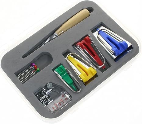 Download BIGTEDDY Fabric Bias Tape Maker Kit for Sewing Quilting Awl and Adjustable Binder Foot w/Case ...