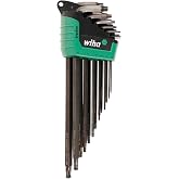 Wiha 36689 ErgoStar Torx L-Key Set, 13 Piece, T5-T45 | Ball End and Standard, Auto Fast-Open Holder, Black Oxide