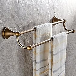 See Leyden Antique Bathroom Accessories Brass Double Towel Bar Home Decor Towel rack Wall maounted Details