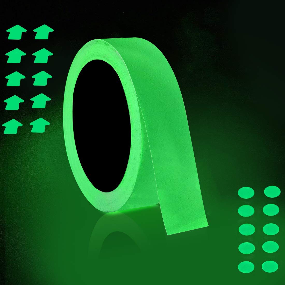 ONTWIE Luminous Tape, 33ft x 1inch Glow in The Dark Tape, Removable Photoluminescent Waterproof Self-Adhesive Stickers for Home Decoration - 2.5cm