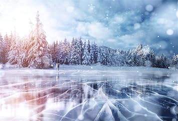 Amazon Com Csfoto 10x7ft Background For Frozen Lake In Winter Snowy Scene Photography Backdrop Blue Ice And Cracks On The Surface Of Ice Snow Pines Winter Landscape Tour Photo Studio Props Vinyl