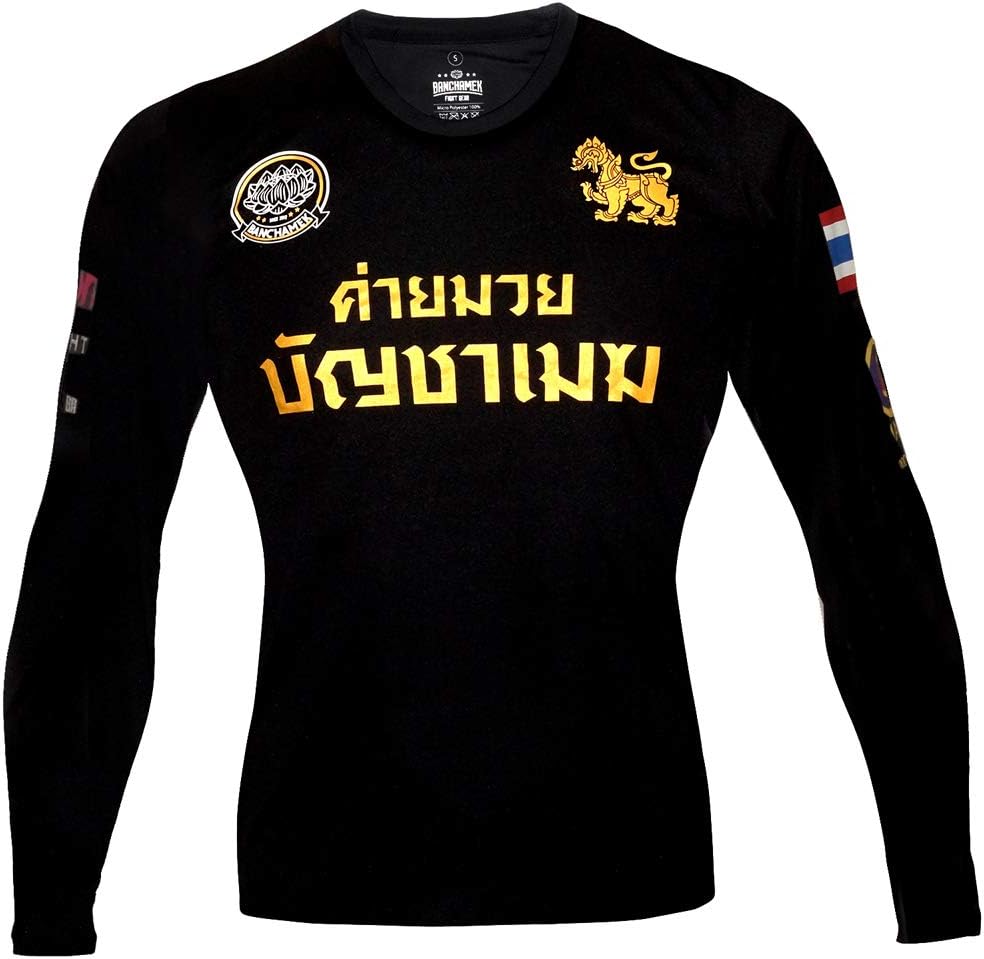 Buakaw Banchamek Gym Muay Thai Boxing T-Shirt MMA Tshirts UFC Khabib Nurmagomedov Saenchai (Black, X-Large)