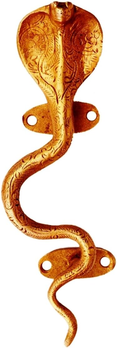 Purpledip Brass Door/Window/Cupboard Handle: 'King Cobra' (11135), Golden, Standard