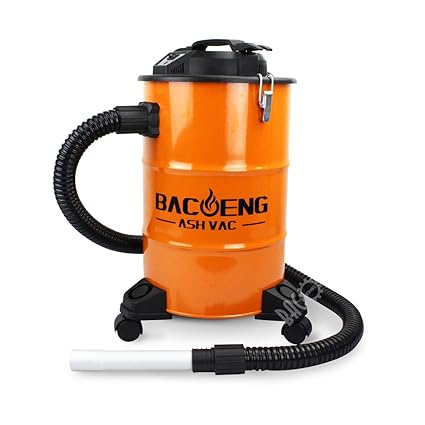 BACOENG Aschesauger mit zweistufigem Filtersystem, Kaminsauger 20L, 1200W, 1.5m Metallischer Verlängerungsschlauch