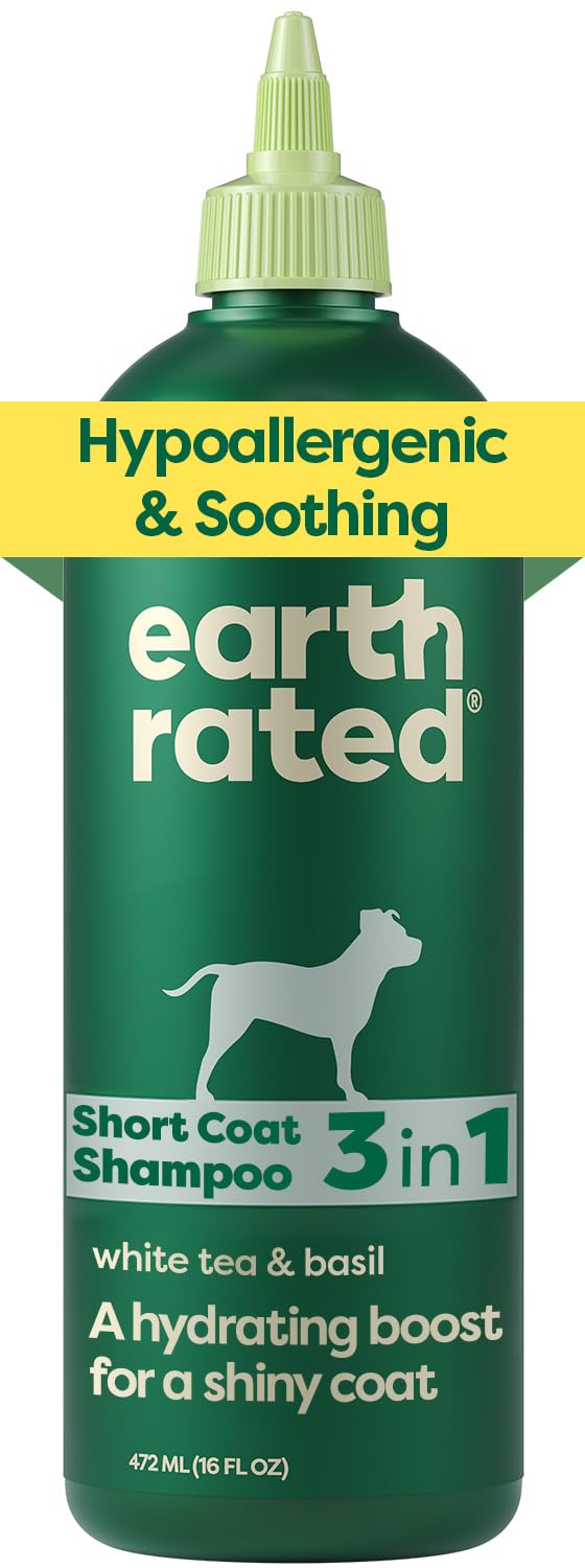 Earth Rated 3-in-1 Soothing Dog Shampoo and Conditioner, Deodorizing Oatmeal Shampoos for Dogs and Puppies, Great for Smelly Pets, White Tea and Basil Scent, 473 ml