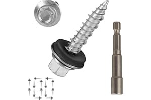 AOKLIT 100Pcs Hex Head Roofing Screws #10 × 1 Inch, Zinc Plated Self Tapping Metal Roof Screws with Rubber Washers for Metal 