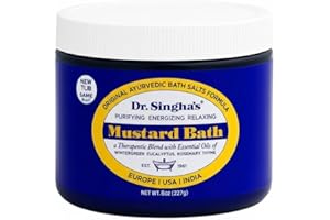 Dr. Singha's Mustard Bath Salts - 8 oz Herbal Bath Soak with Essential Oils for a Relaxing and Rejuvenating Experience - Made in USA