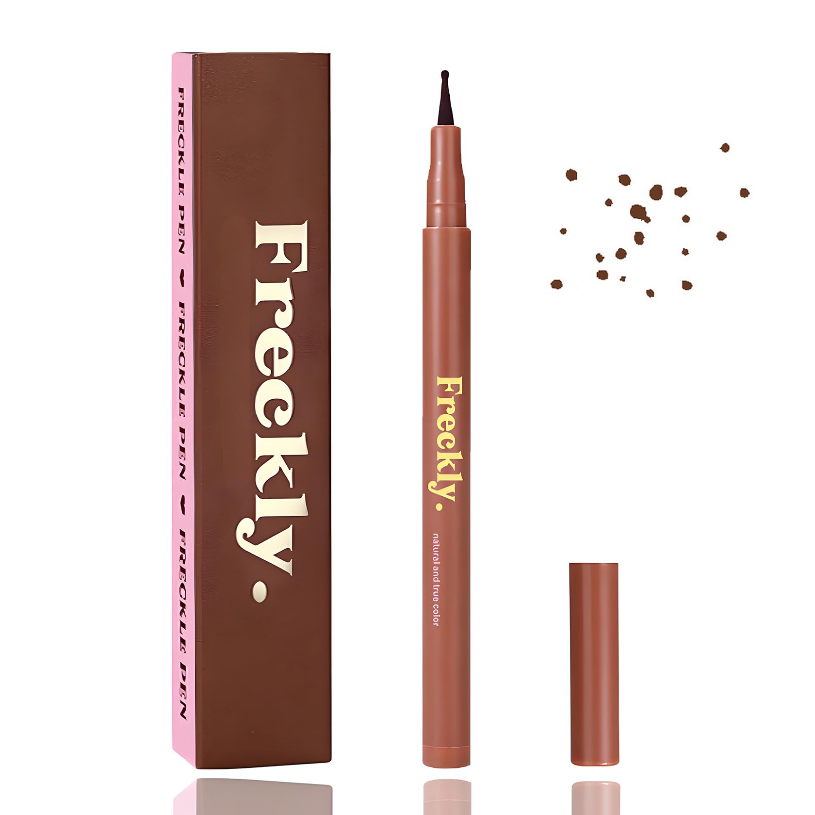 Felt Tip Freckle Stamp – Effortless, Natural-Looking Freckle Tint. Quick-Drying, Waterproof, Long-Lasting Pen. Skin-Friendly Makeup for Faux Freckles. (Dark Brown)