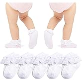 hakugoo Baby Girl Lace Socks Eyelet Ruffle Socks 2/3/5/6 Pairs Princess Dress Socks Newborn Infant Toddler
