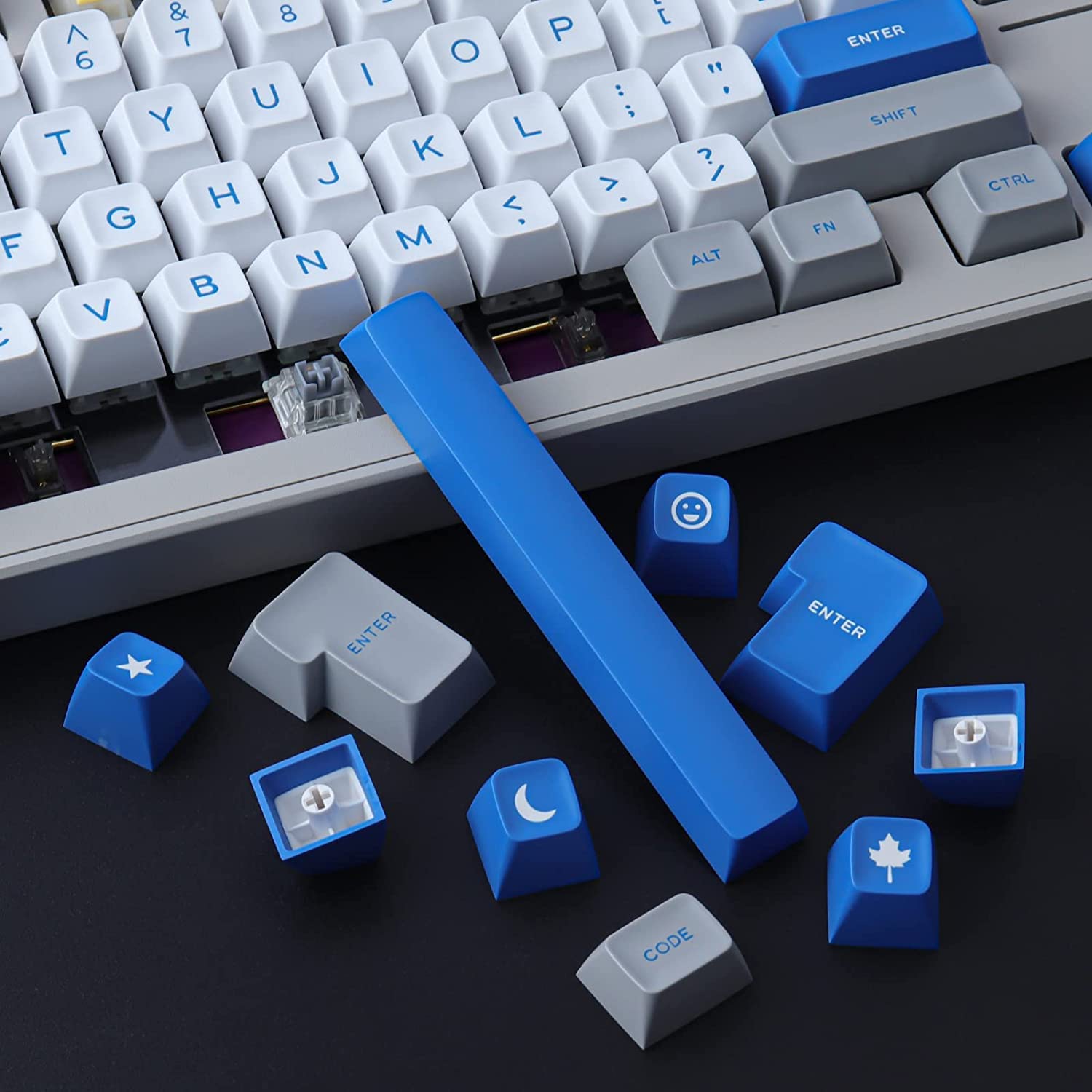 Matcha Dye Sub ZDA PBT Keycap vergelijkbaar met XDA Japans Koreaans Russisch voor MX Keyboard 104 87 61 Melody 96 KBD75 ID80 GK64 Tada68 (alleen keycap) (Matcha Engelse basiskit