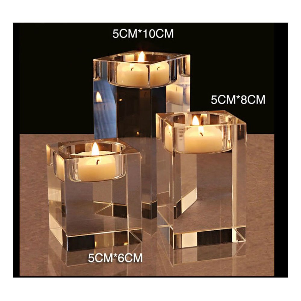 Cosy YcY Crystal Tealight Candle Holders,K9 Clear Square Tealight