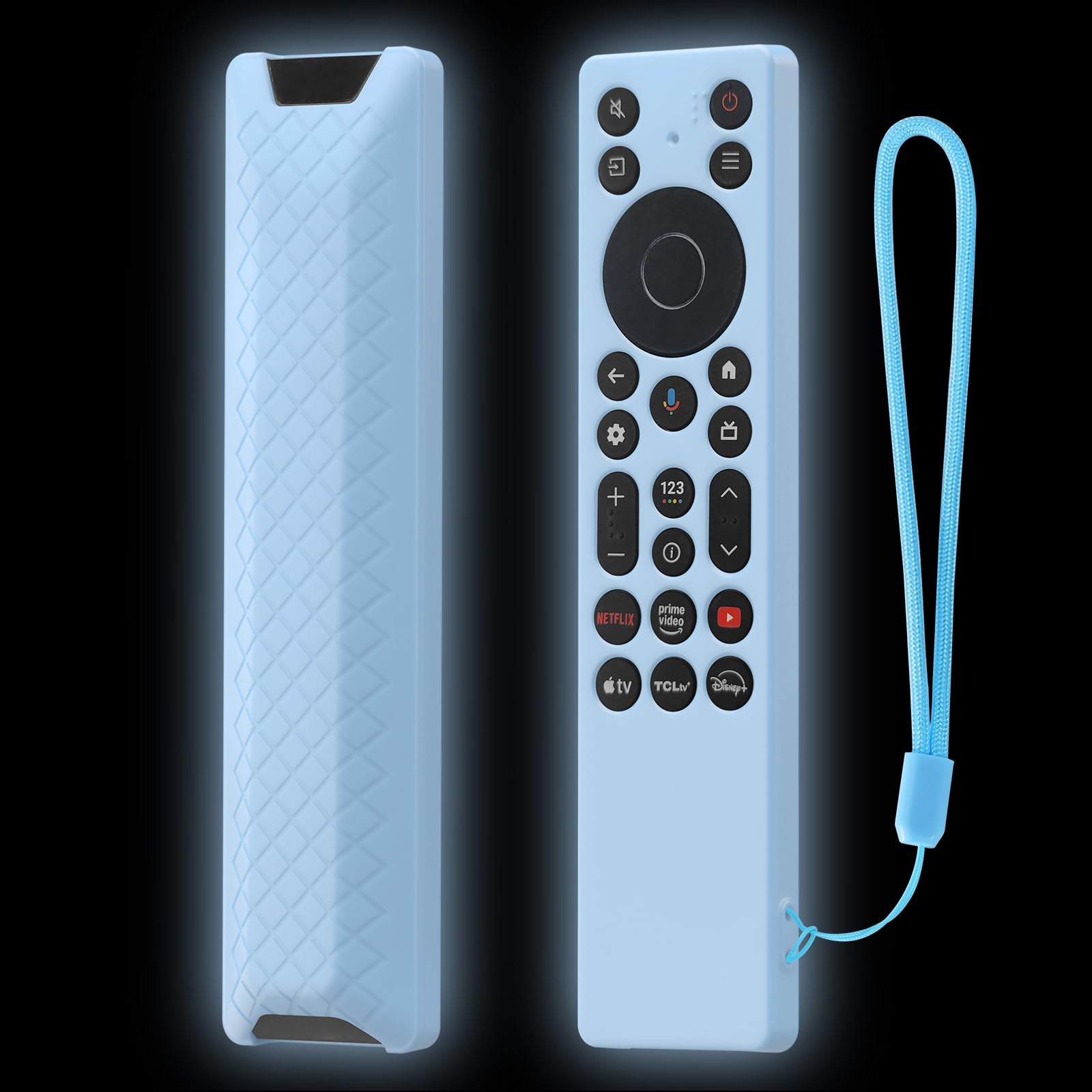 Photo 1 of LEFXMOPHY Cover for TCL RC923A FMB1 / RC813A FMB1 2025 QM6K QM7K TV Remote Control, Silicone Case Glow in Dark - Blue
