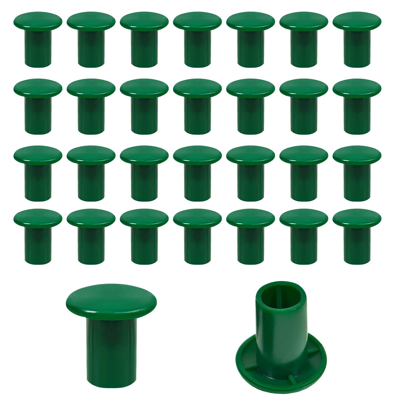 30 Pieces Cane Caps, Green Rubber Safety Garden Cane Toppers, Protective Bamboo Cane Toppers for Garden Farm Home