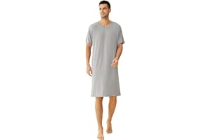 Latuza Men's Viscose Nightshirt Short Sleeves Sleep Shirt
