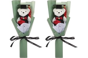 Tofficu 2 Bunches Graduation Bouquet with Cute Plush Bear and Roses - Floral Arrangements for Graduation Party Supplies (2024)