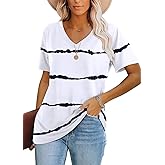 Lunivop Womens Tops Casual V Neck Short Sleeve Solid Color Basic T Shirt