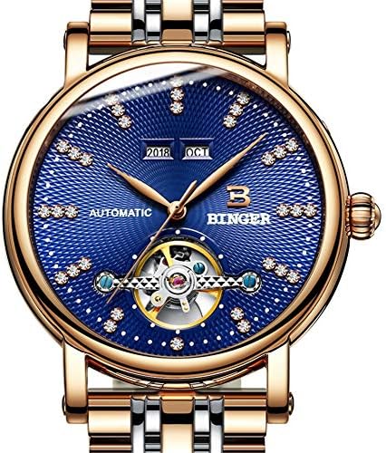 Switzerland BINGER Men Steel Watches,Sapphire Japan Movement Automatic Diamond Mechanical Casual Wristwatch 1173