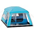 MoNiBloom 5-8 Person Tent for Camping Extra Large Portable Cabin Huge Tent, Waterproof Windproof 1 Living Room and 2 Bedroom 181''Length Tent with Carry Bag for Outdoor Picnic Family Gathering, Coffee