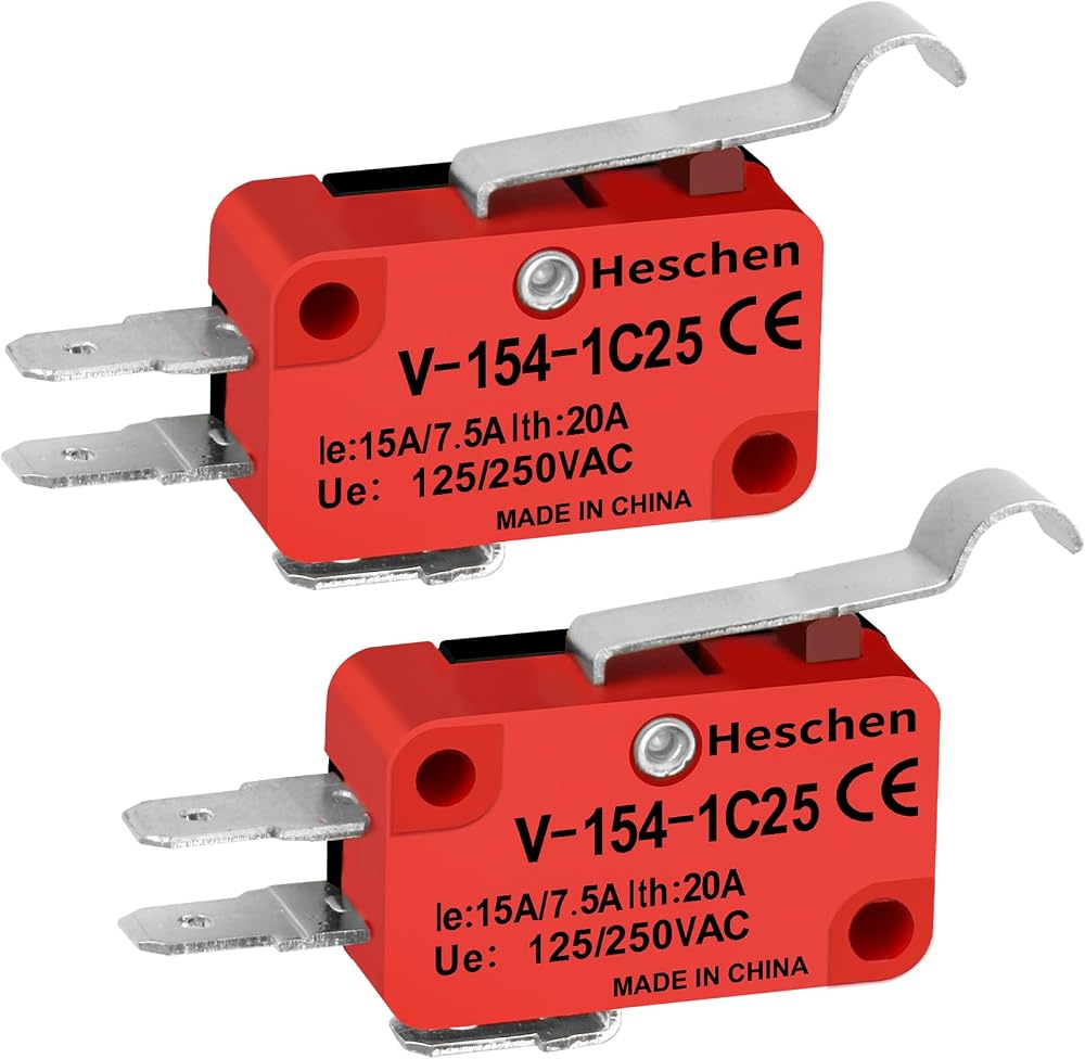 Heschen V-154-1C25 SPDT Micro Switch Crank Type 20A 250VAC 2 Pack