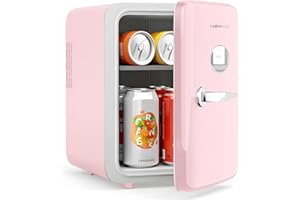 CUTIEWORLD Skincare Fridge - 4L Makeup Fridge for Refrigerating Makeup, Skincare and Food, Mini Fridge for Bedroom, Office and Car, Cooler and Warmer, Beverage Cooler, Leather Pink