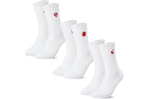 Guiqulai 3 Pairs White Crew Socks Women, Cute Running Funny Athletic Tennis Socks for Gym Sport Running, Gifts For Women, Siz