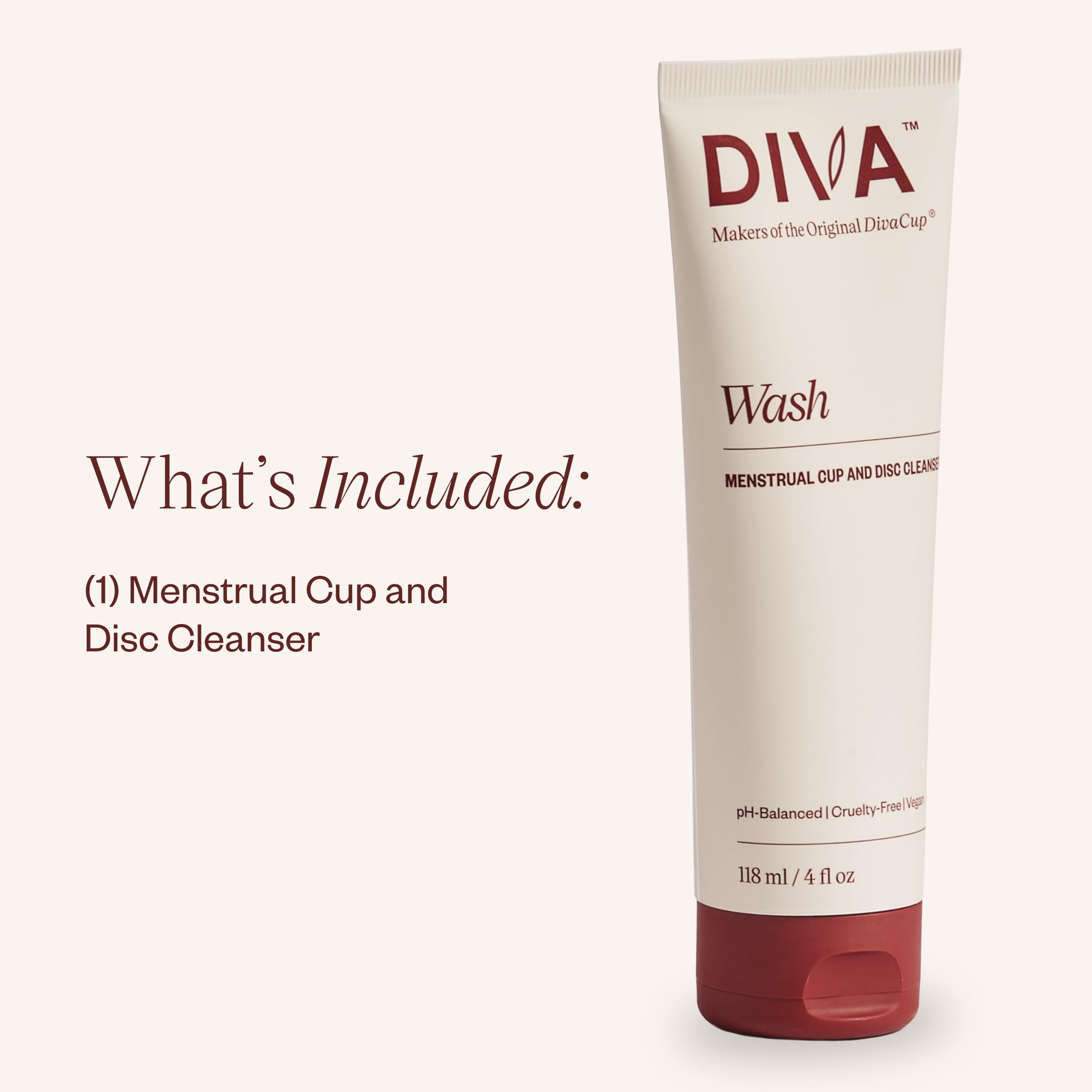 DIVA Wash - Menstrual Cup & Disc Cleanser - Requires One Drop Only - for Period Care - 100% Plant-Based Cleansing Wash - Fresh Citrus Scent - 4 Fl Oz